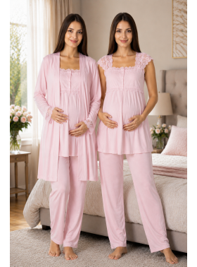 Effortt 2301P PEMBE Lohusa Pijama Takım Sabahlık